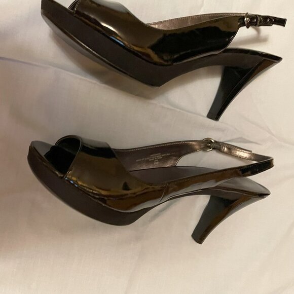 Black Platform Heels / Patent Leather Sandals 9.5 M - Picture 5 of 8
